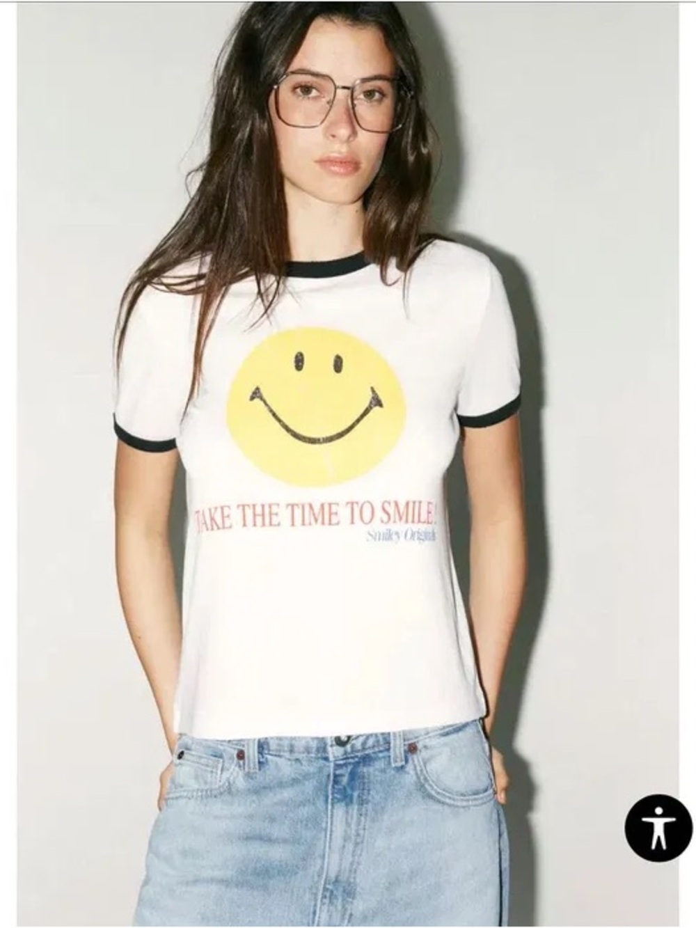 Zara White Smile T-shirt size M